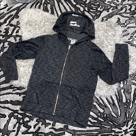 PINK Victoria's Secret Tops - Victoria’s Secret PINK Black Marl Zipup Hoodie